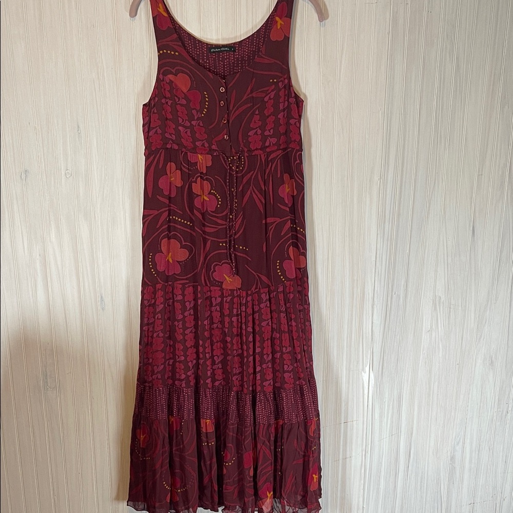 GUDRUN SJODEN TIERED MAXI FLORAL DRESS SMALL